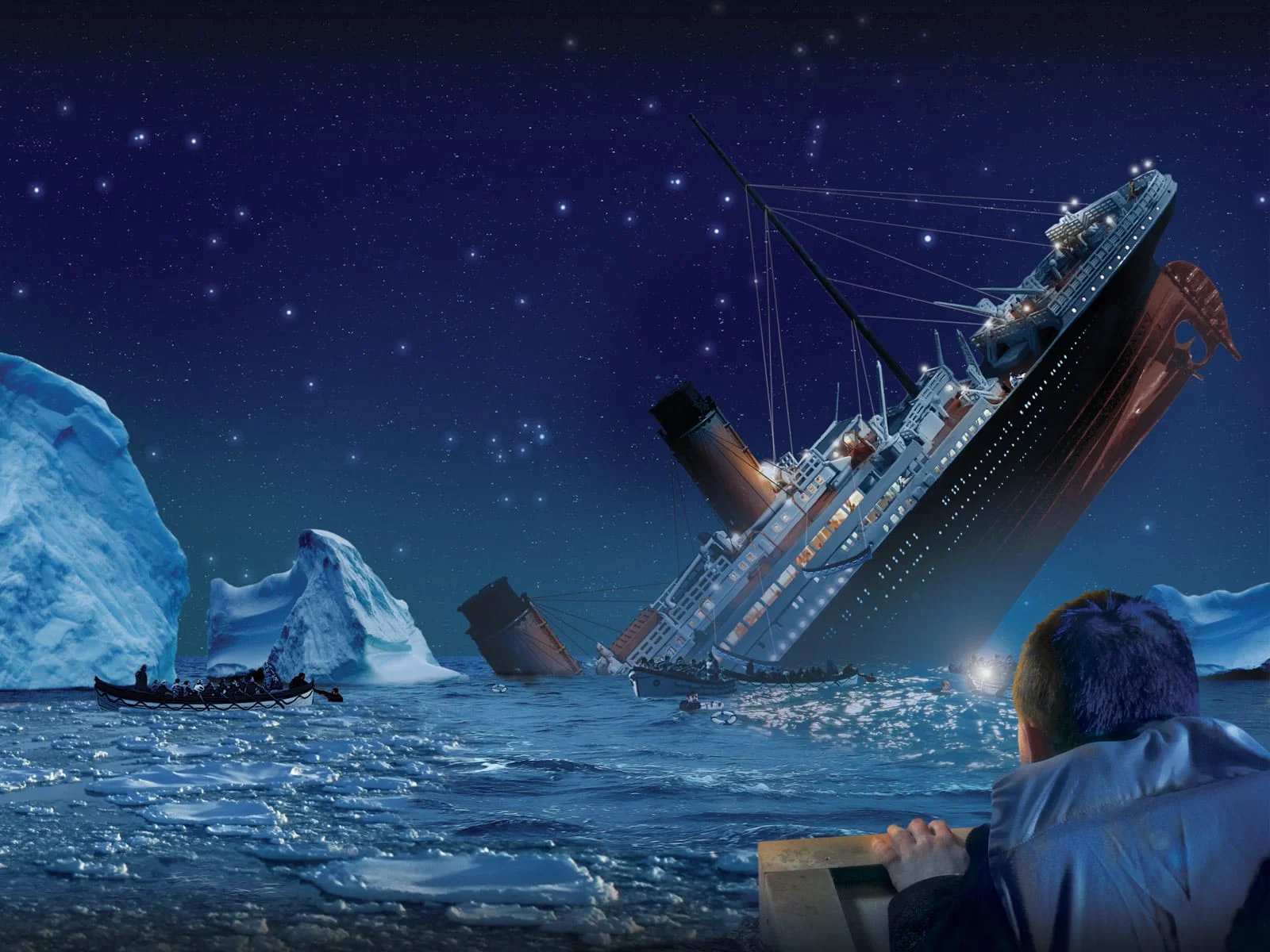 Titanic Sinking near Iceberg
