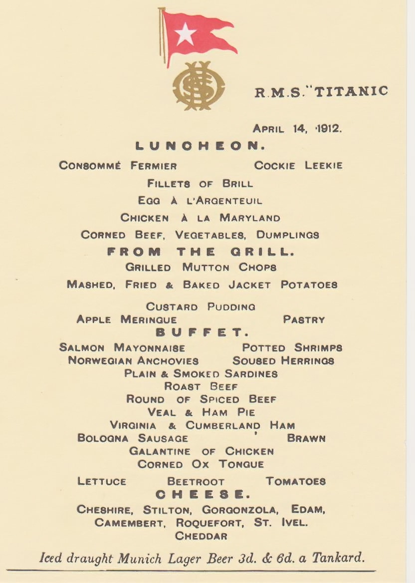 Titanic Pictures | first class lunch menu DeNoiseAI standard | Titanic Pictures | kevcummins